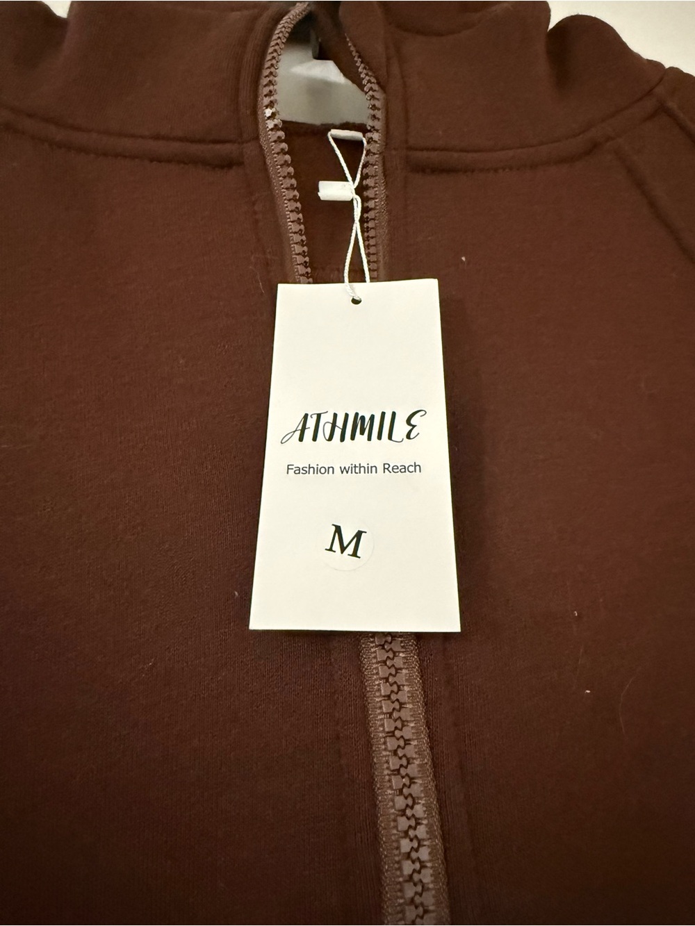 Half-Zip Hooded Sweatshirt in Brown - Picture 2 of 3